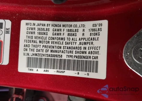 2010 Honda Insight Ex z USA, uszkodzony, nr VIN JHMZE2H72AS009258
